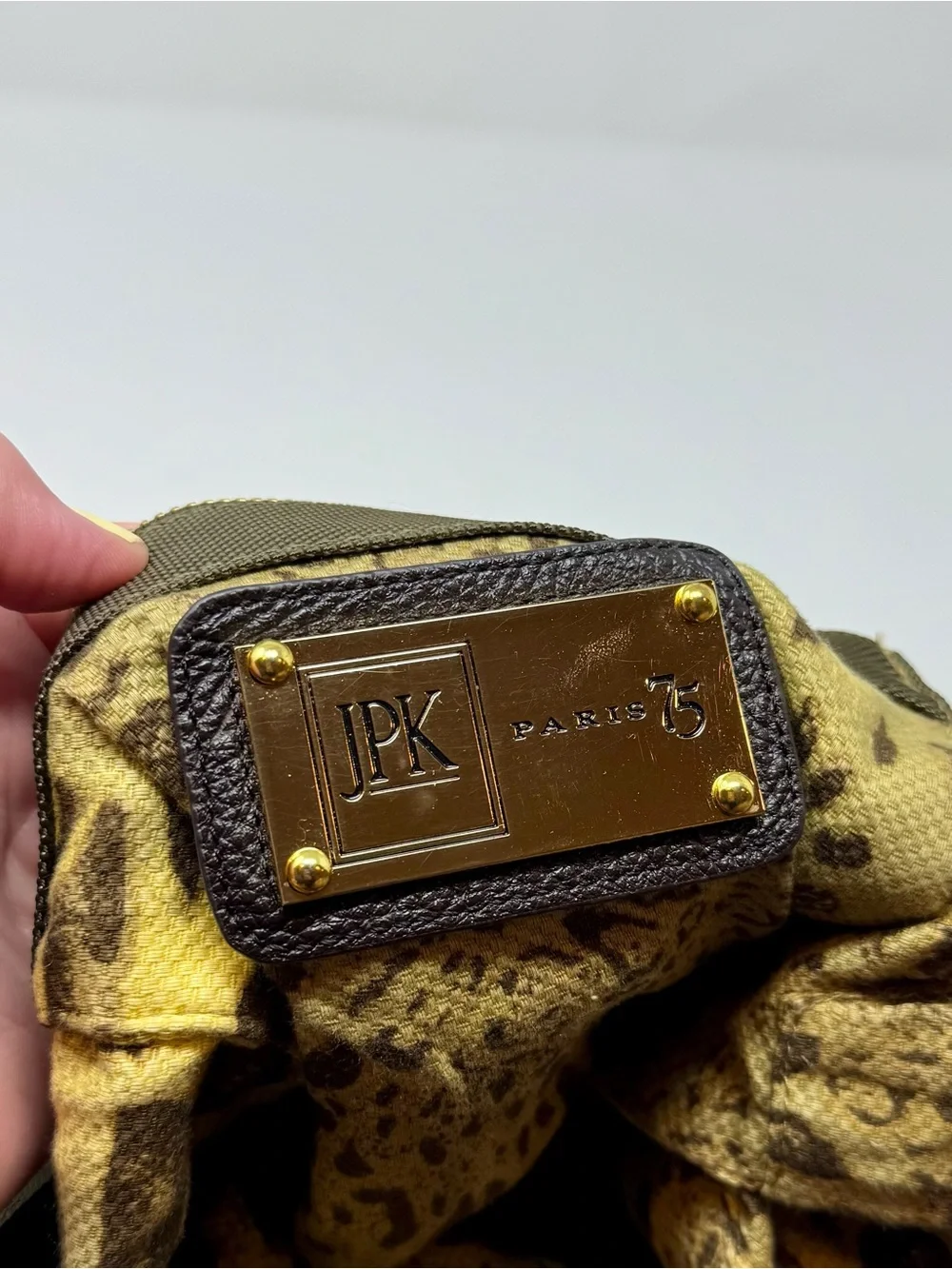 JPK Paris 75 |  Olive Nylon Hobo Bag with Gold Hardware - EUC